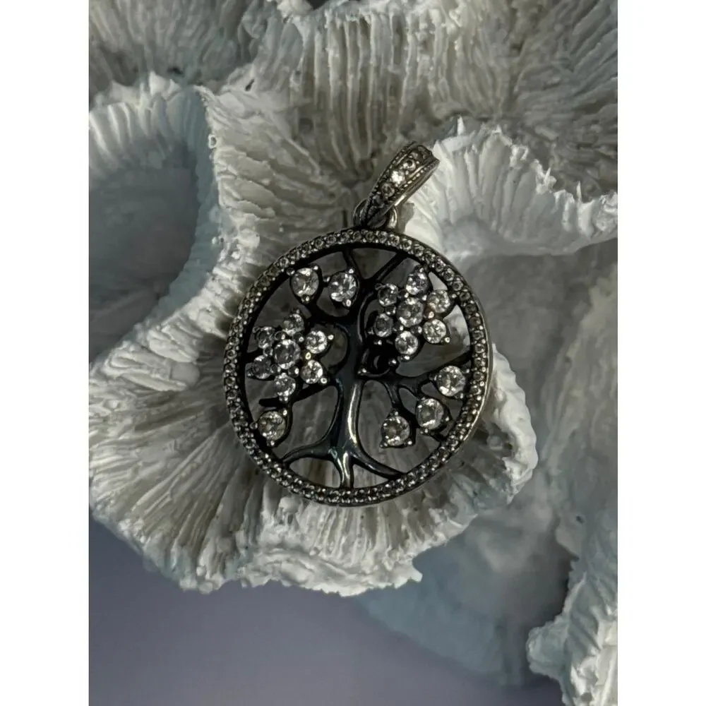 AUTHENTIC PANDORA TREE OF LIFE 925 STERLING SILVER CZ PENDANT LENGTH 1.30 INCH
